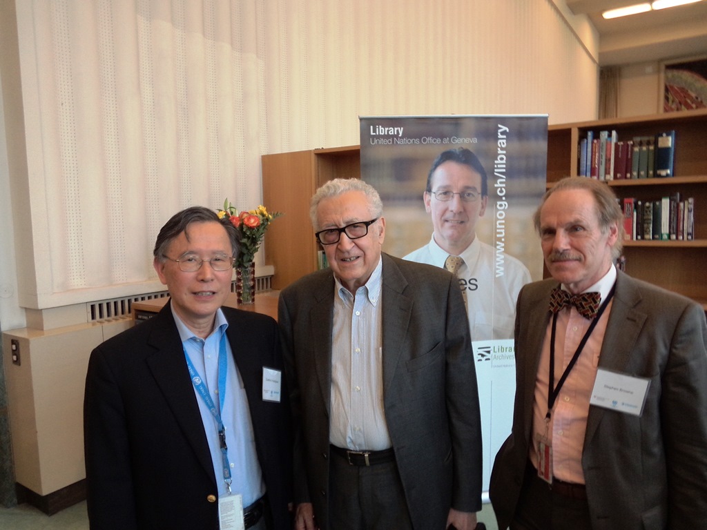 From left to right: Stephen Browne, Ambassador Lahkdar Brahimi, Sukehiro Hasegawa